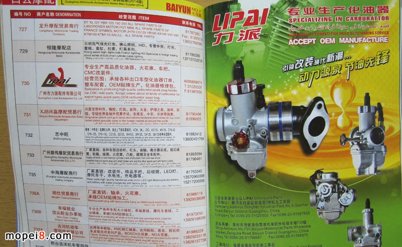 2014廣州摩托車配件市場采購指南白云摩配市場力派化油器