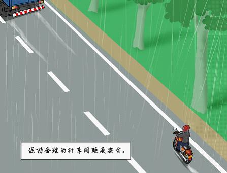 摩托車駕駛在不良天氣視線差謹(jǐn)慎駕駛防側(cè)滑
