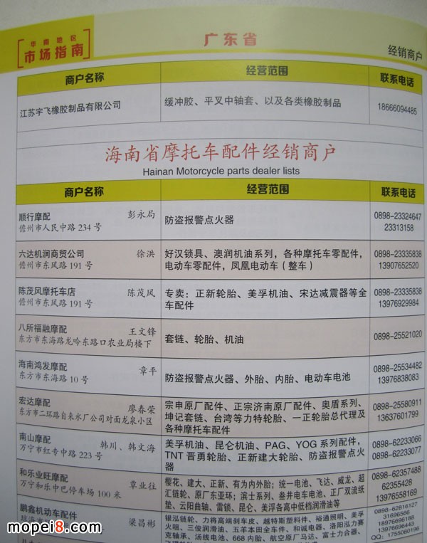 2015版中國摩托車配件華南地區市場指南
