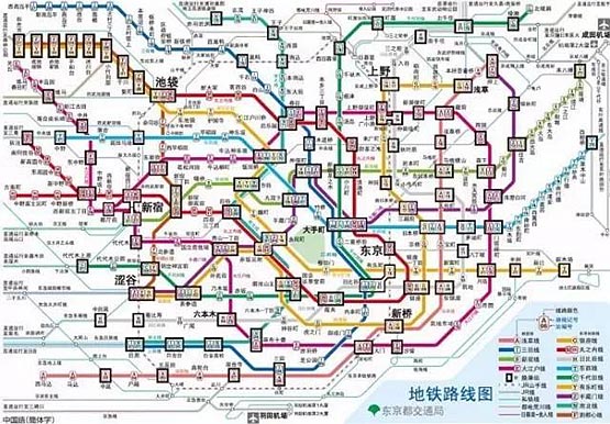 北京、上海、東京的地鐵路線圖對比
