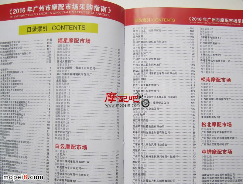 廣州摩托車配件市場導購手冊目錄